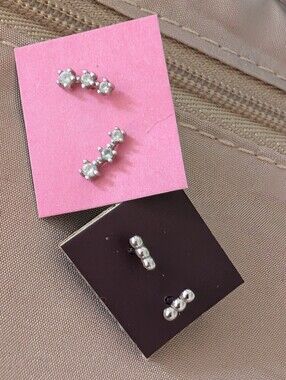Bundle - 2 Pair Tiny Nap Studs/Screw-back Secure Comfort Earrings by Hey June